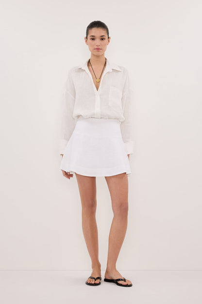 ALEA WHITE LINEN FLOUNCE MINI SKIRT