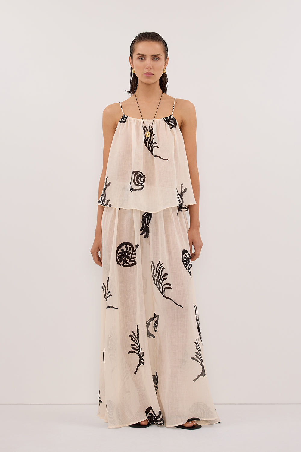 POSITANO SANDSTONE RAMIE MIDI SKIRT