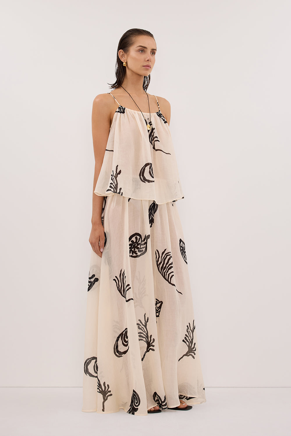 POSITANO SANDSTONE RAMIE MIDI SKIRT