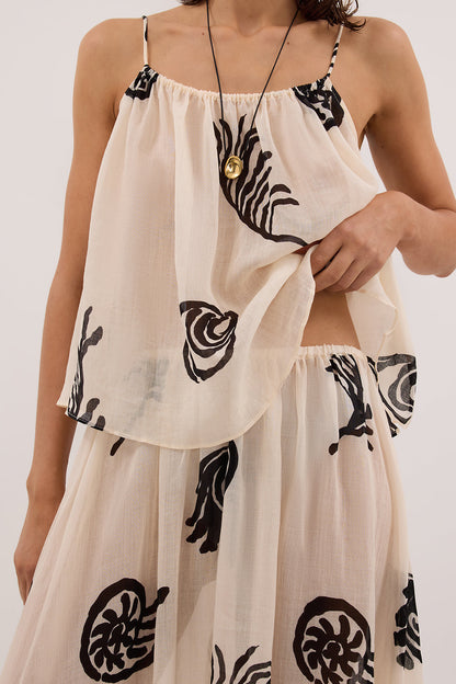 POSITANO SANDSTONE RAMIE MIDI SKIRT