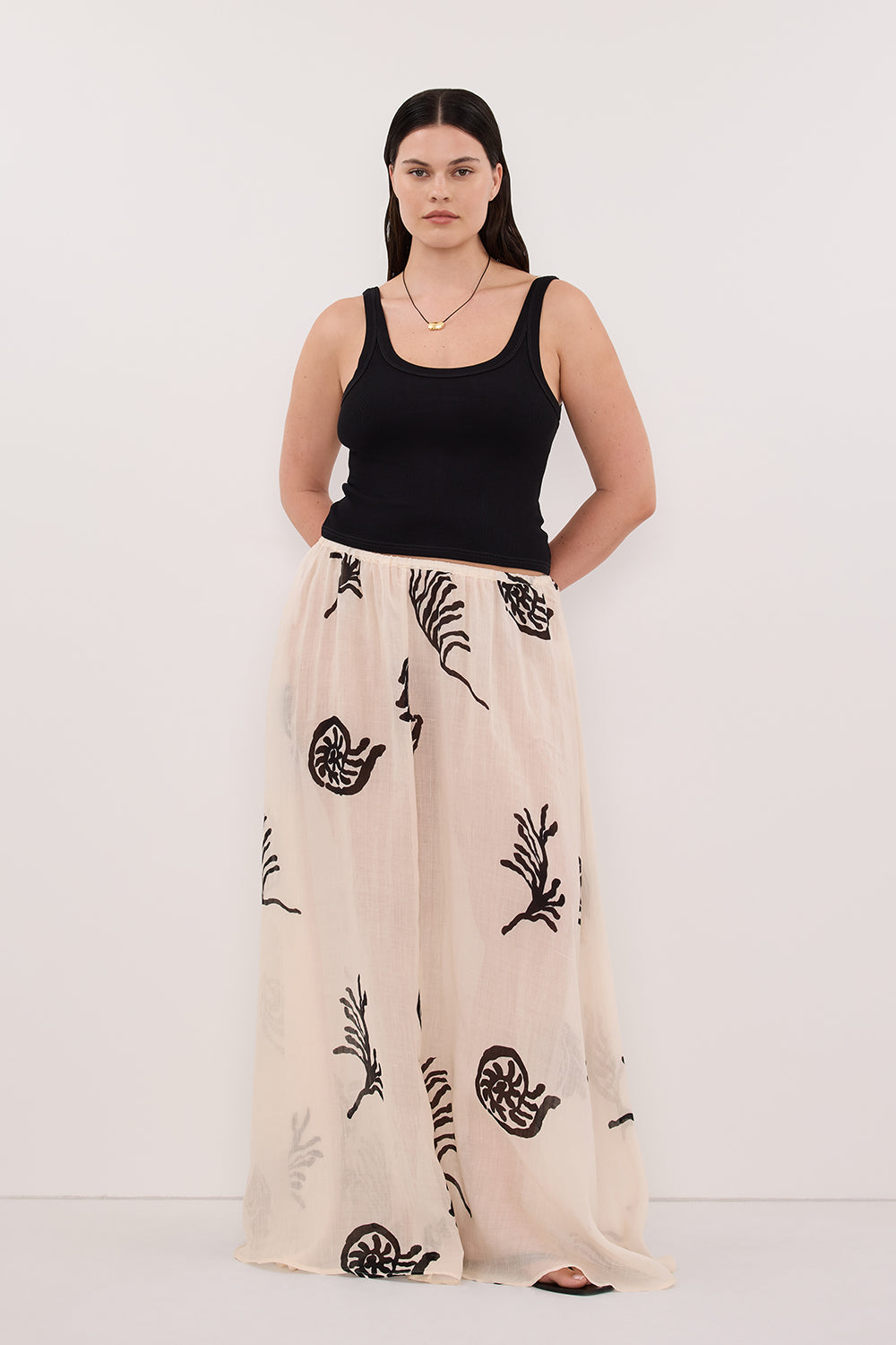 POSITANO SANDSTONE RAMIE MIDI SKIRT