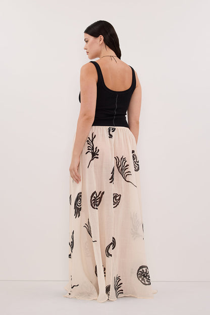 POSITANO SANDSTONE RAMIE MIDI SKIRT