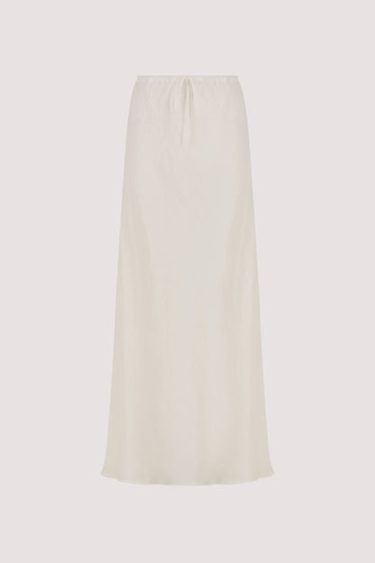 MAISON WHITE RAMIE BIAS MIDI SKIRT