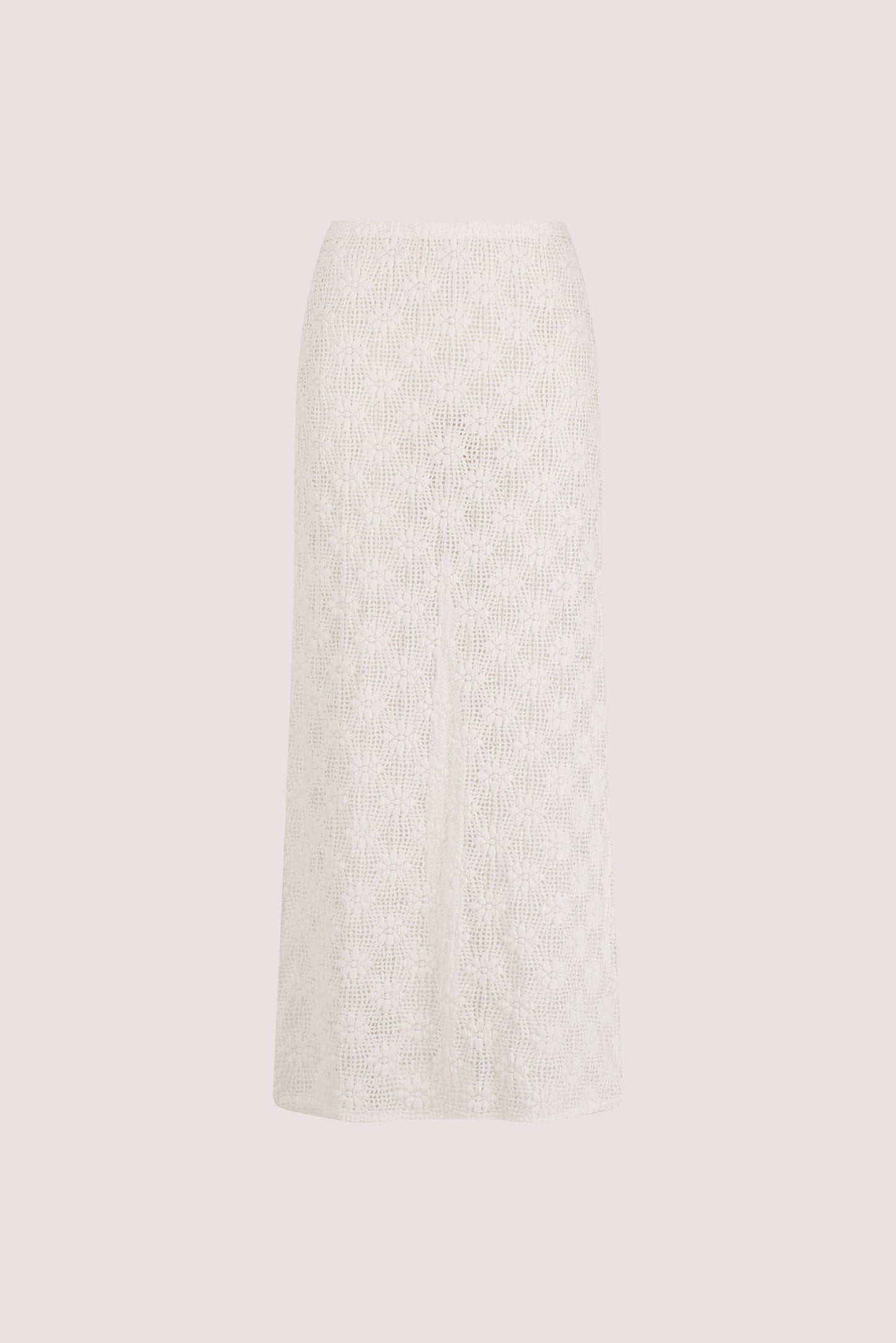 AGNES WHITE CROCHET COLUMN MIDI SKIRT