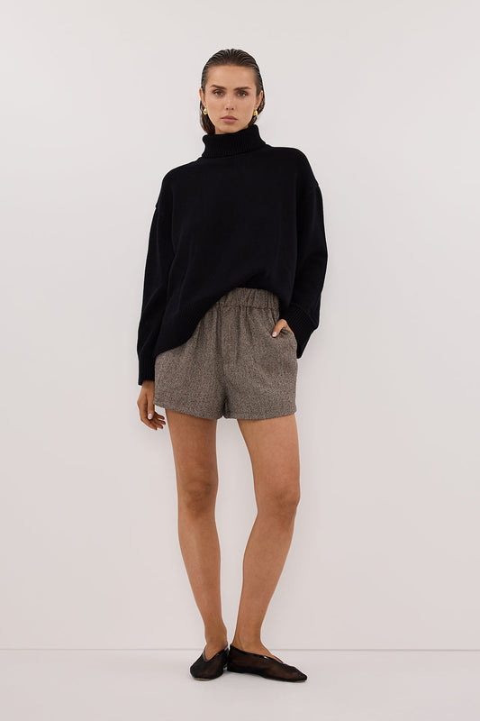 FRANKIE CHOC TWEED ELASTIC SHORT
