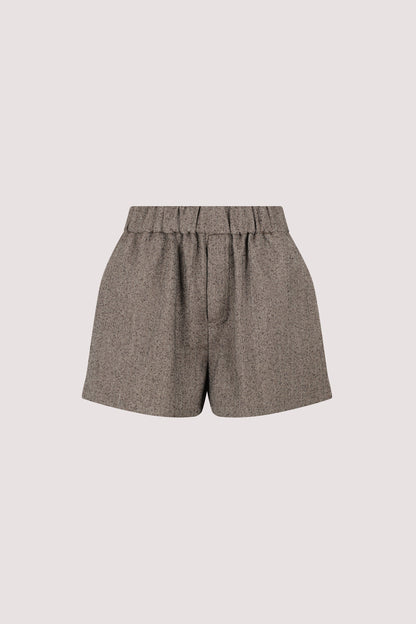FRANKIE CHOC TWEED ELASTIC SHORT