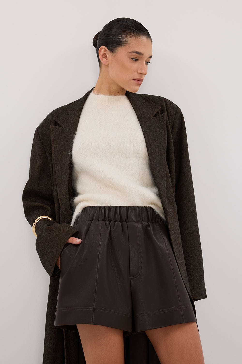 MONTY CHOC FAUX LEATHER SHORT