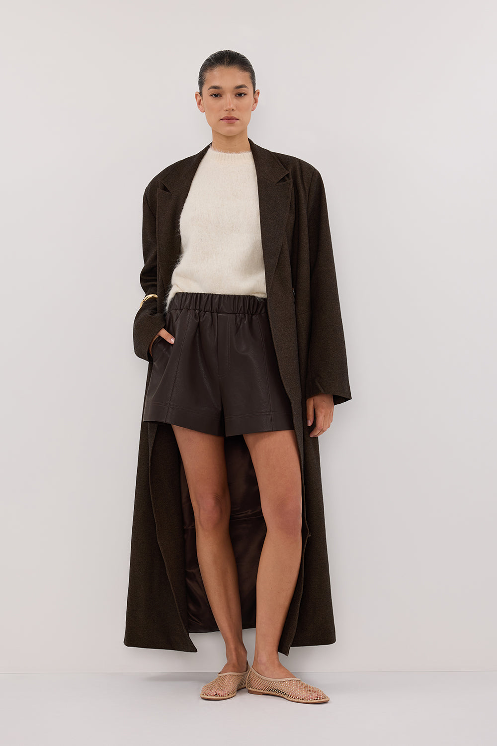 MONTY CHOC FAUX LEATHER SHORT