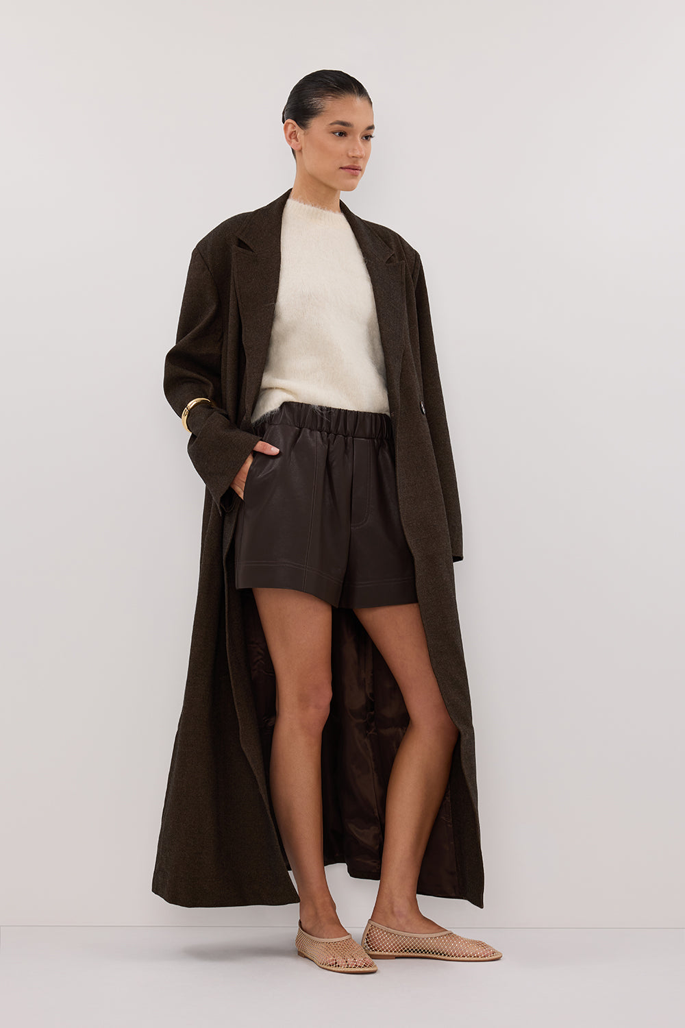 MONTY CHOC FAUX LEATHER SHORT