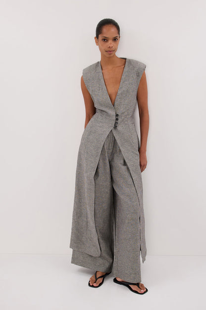 ELIAS CHARCOAL LINEN BLEND PANT