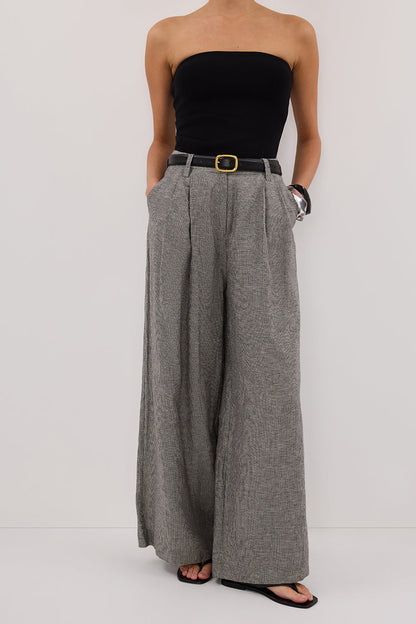 ELIAS CHARCOAL LINEN BLEND PANT