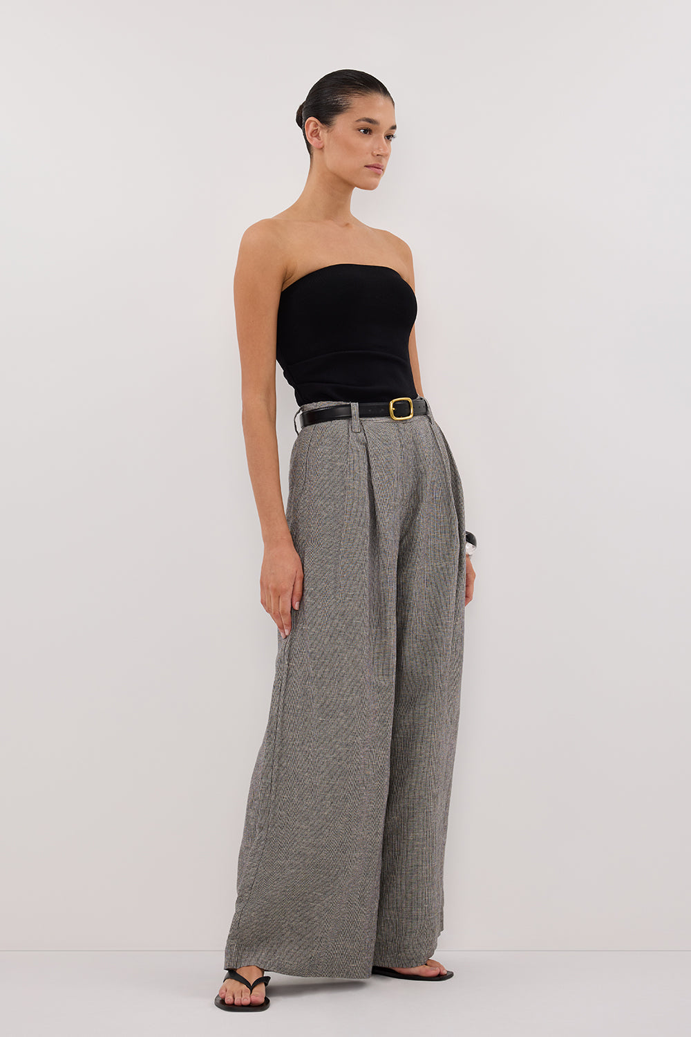 ELIAS CHARCOAL LINEN BLEND PANT