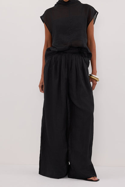 CARMEL BLACK RAMIE PANT
