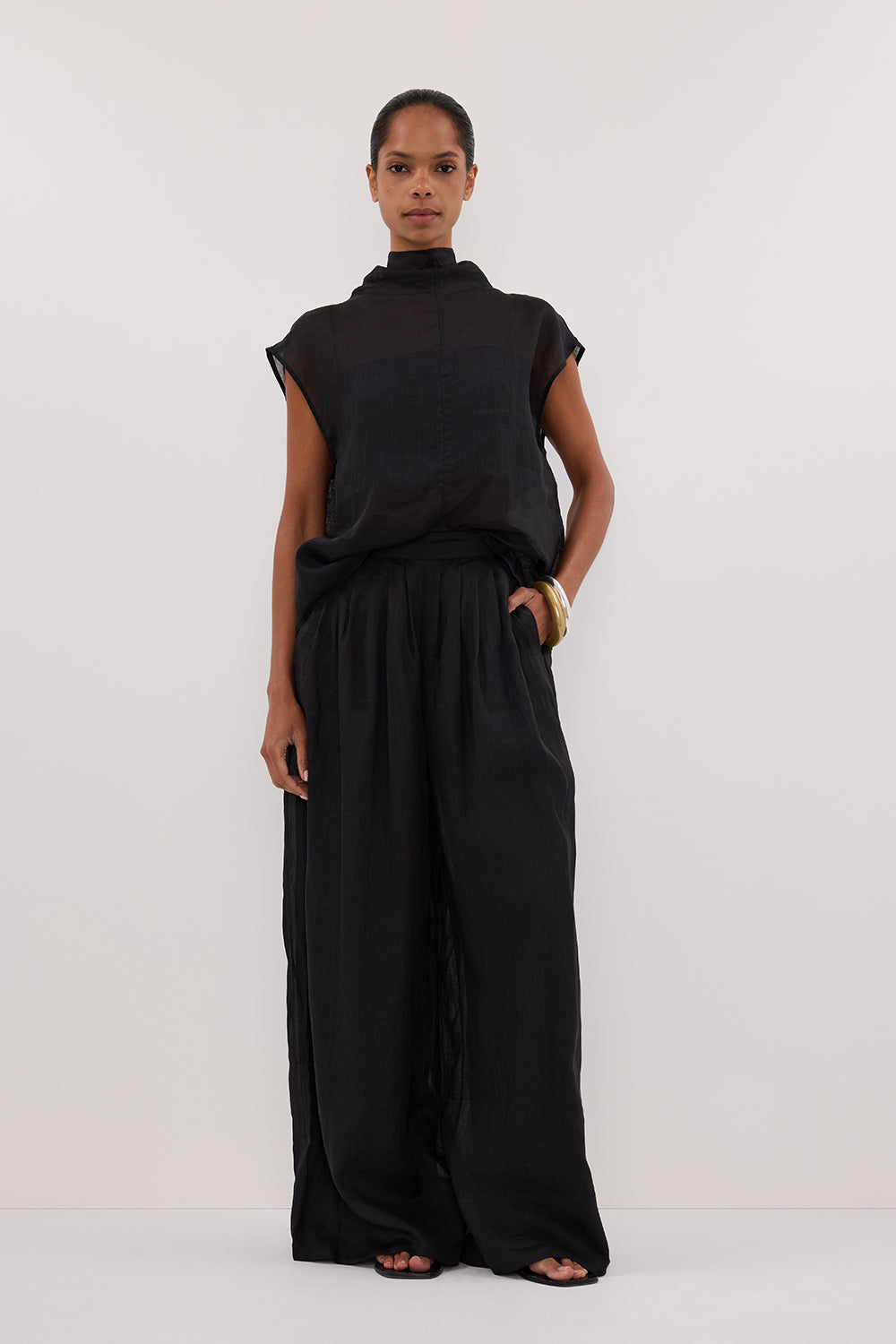 CARMEL BLACK RAMIE PANT