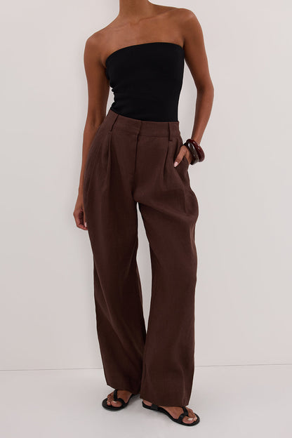 FRAN COCOA CHOC LINEN PANT