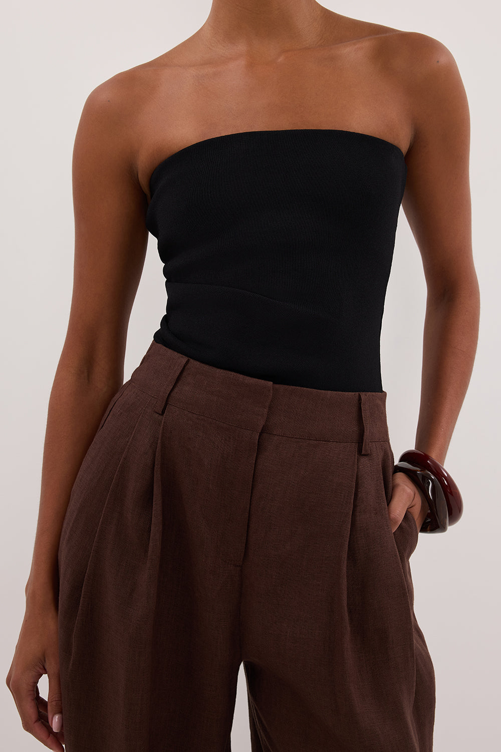 FRAN COCOA CHOC LINEN PANT