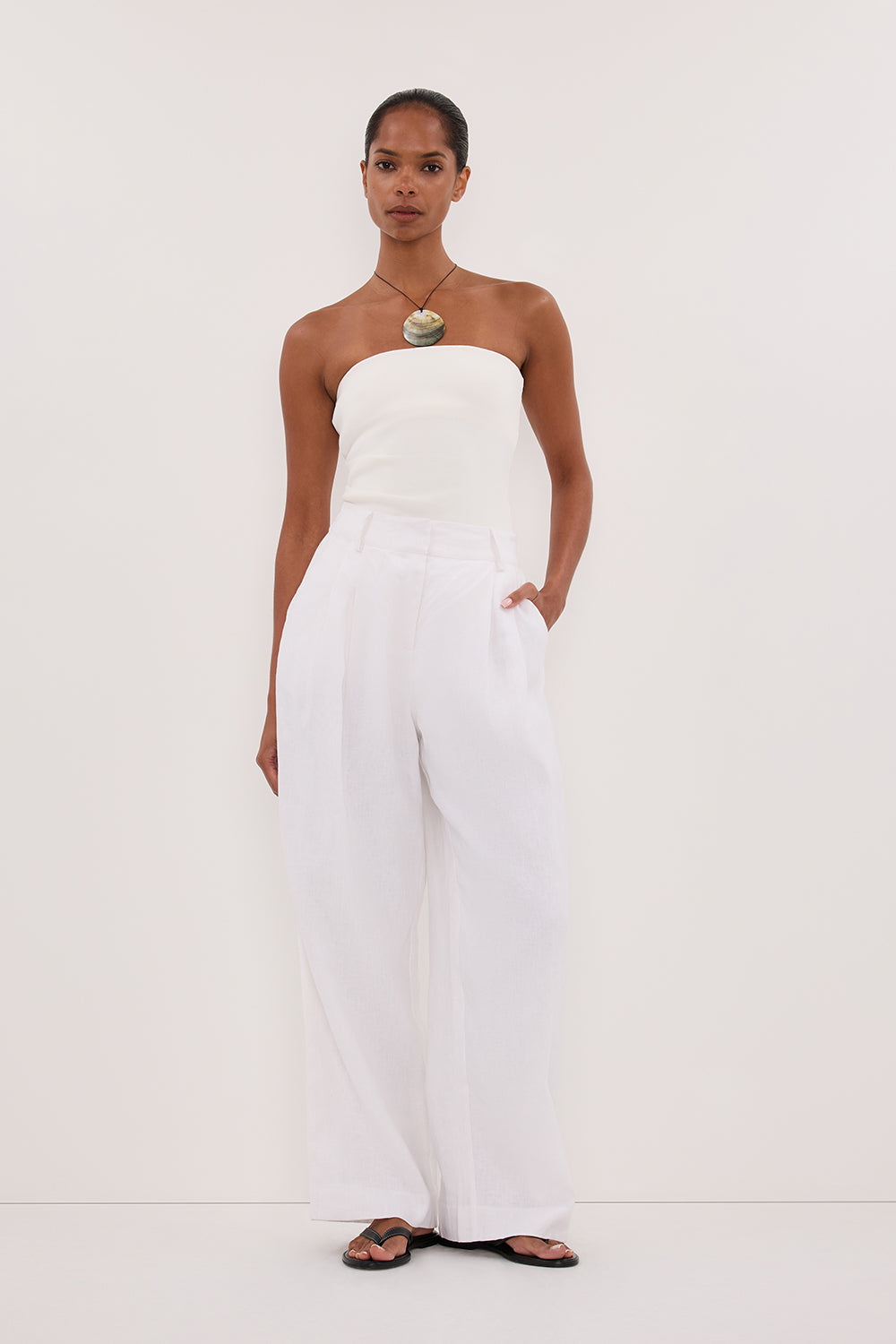 FRAN WHITE LINEN PANT