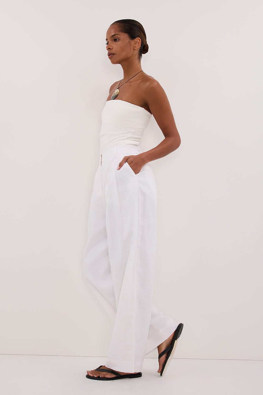 FRAN WHITE LINEN PANT