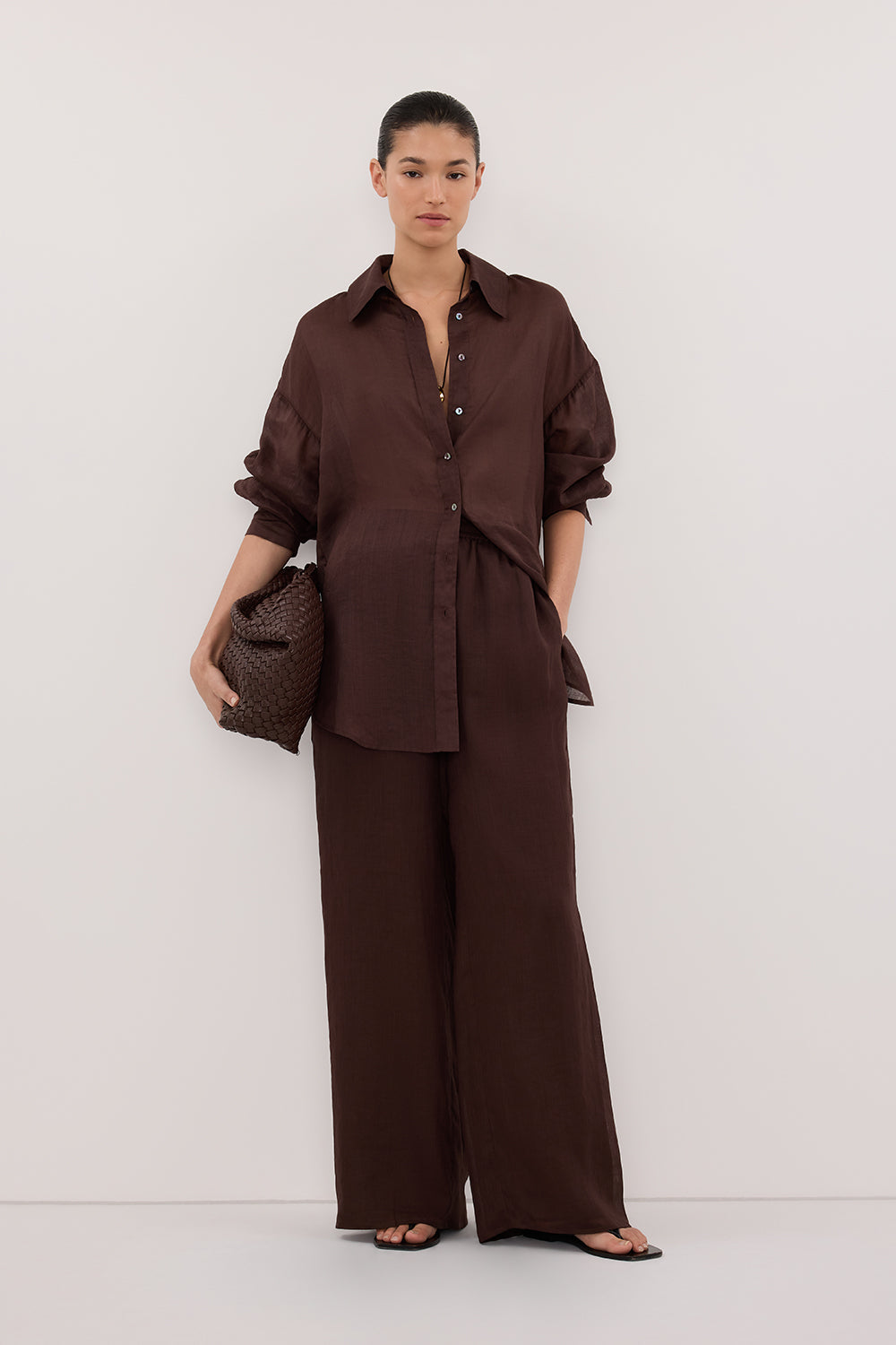 GINNY BURNT CHOC RAMIE PANT