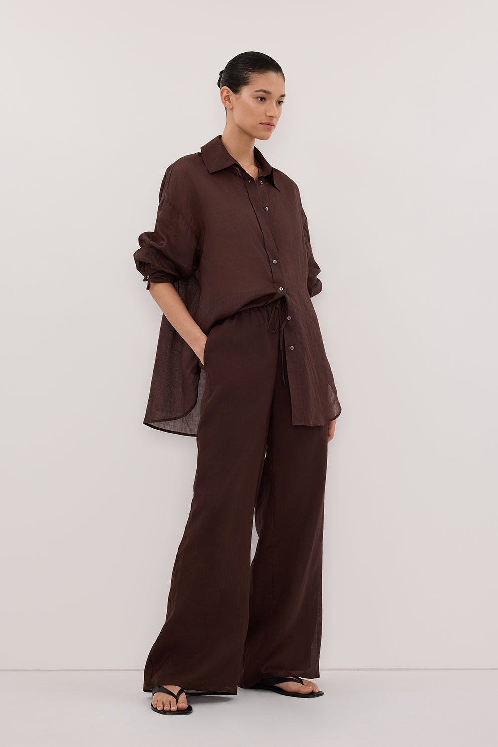 GINNY BURNT CHOC RAMIE PANT