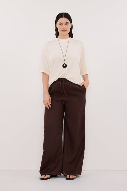 GINNY BURNT CHOC RAMIE PANT