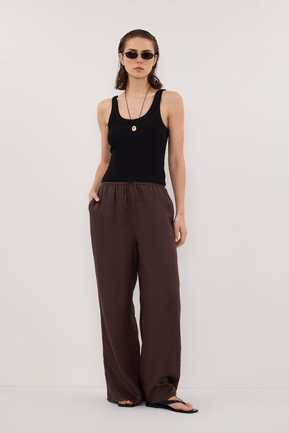 GINNY DARK CHOC RAMIE PANT
