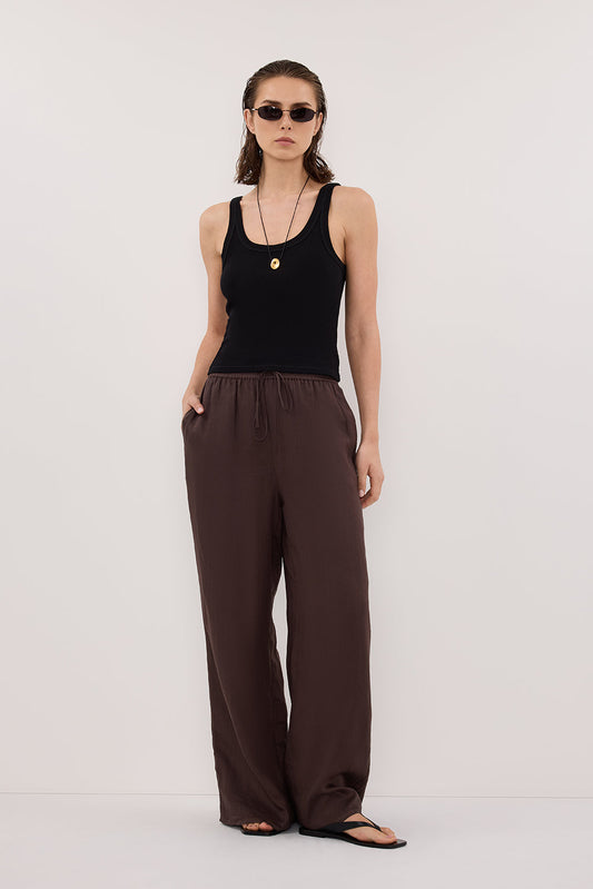 GINNY DARK CHOC RAMIE PANT
