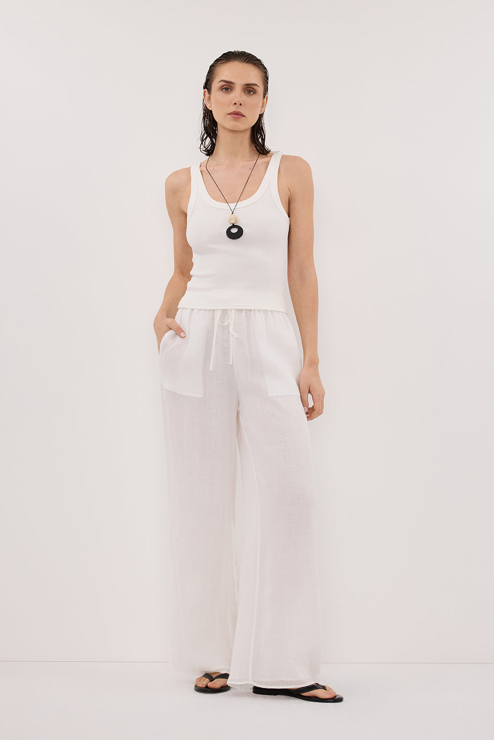 GINNY WHITE RAMIE PANT