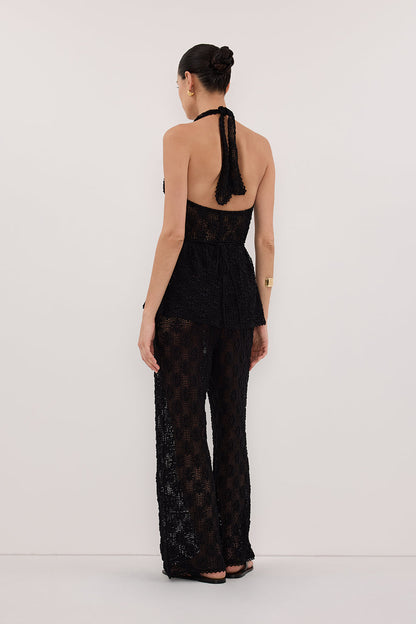 AGNES BLACK CROCHET WIDE LEG PANT