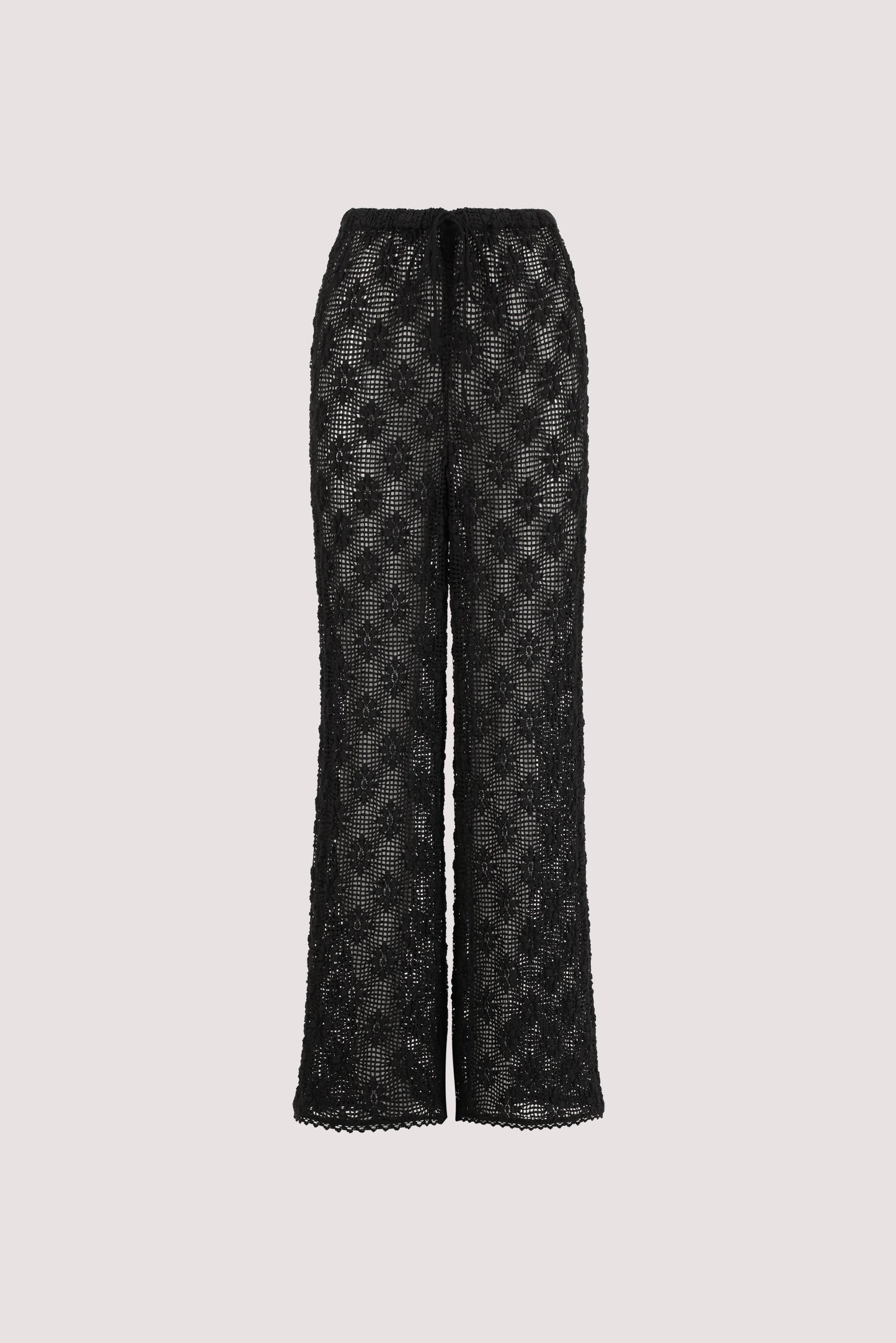AGNES BLACK CROCHET WIDE LEG PANT