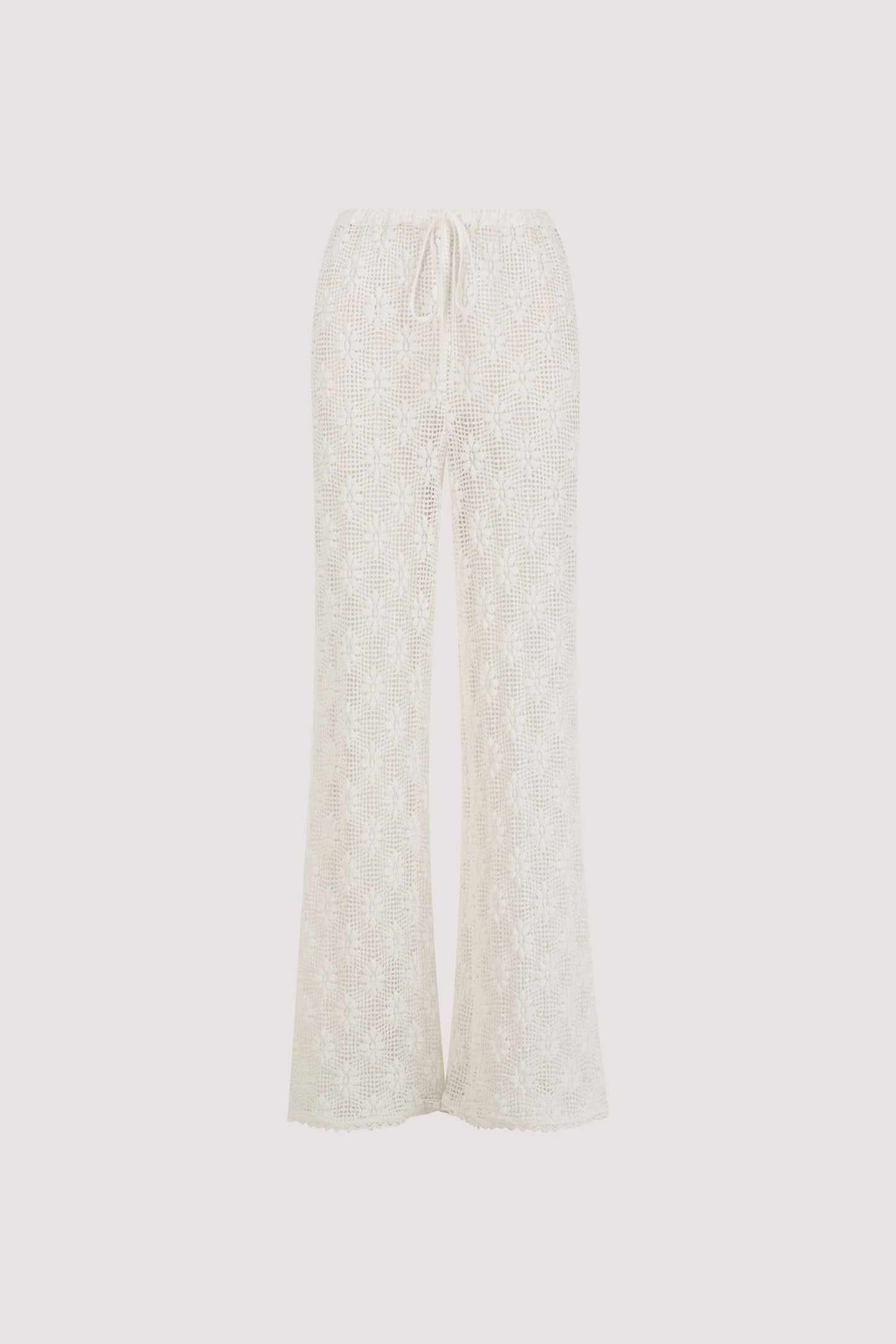 AGNES WHITE CROCHET WIDE LEG PANT
