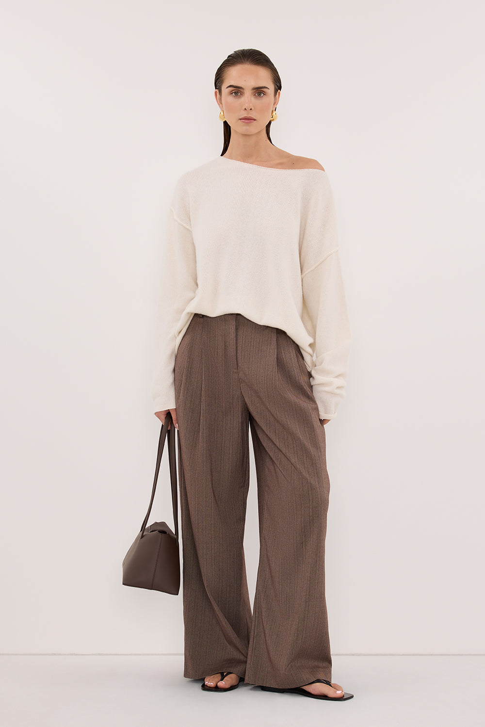 HAILEY CHOC STRIPE RELAXED PANT