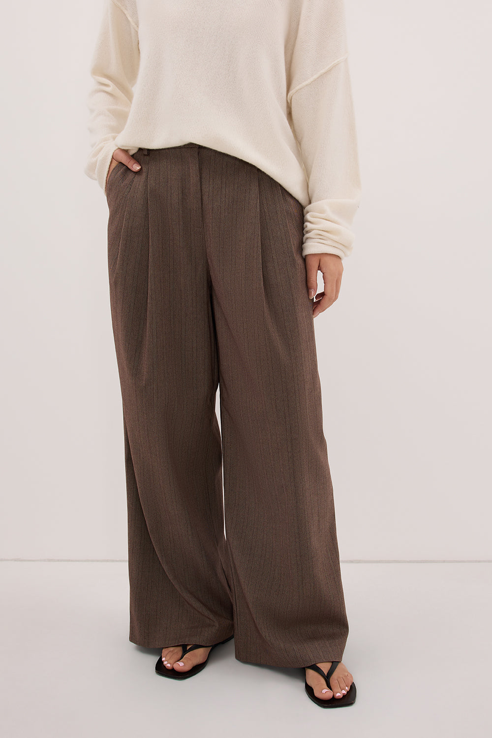 HAILEY CHOC STRIPE RELAXED PANT