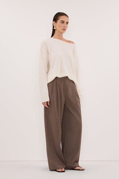 HAILEY CHOC STRIPE RELAXED PANT