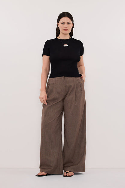 HAILEY CHOC STRIPE RELAXED PANT