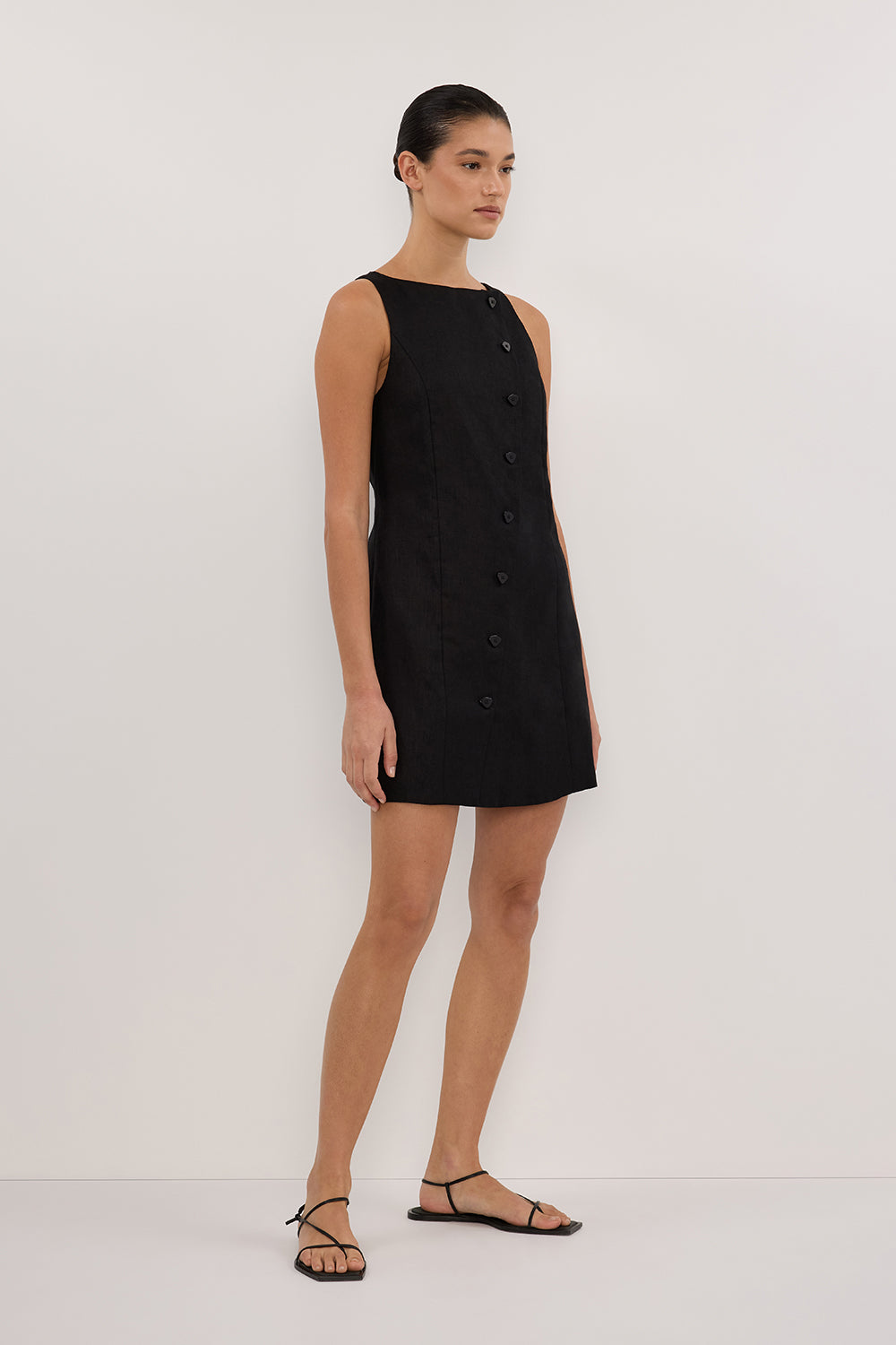 TOMMY BLACK LINEN MINI DRESS