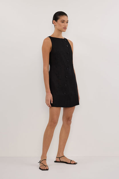 TOMMY BLACK LINEN MINI DRESS