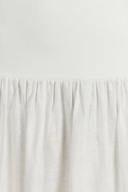 ELLISON WHITE STRAPLESS MIDI DRESS