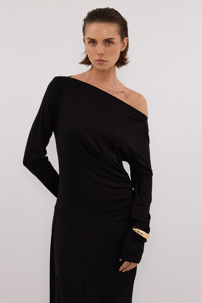 HADLEY BLACK LONG SLEEVE KNIT MAXI DRESS