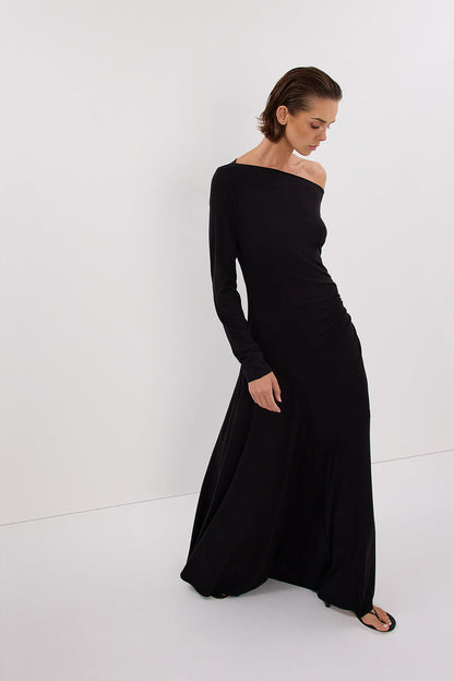 HADLEY BLACK LONG SLEEVE KNIT MAXI DRESS