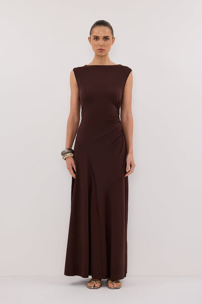 HADLEY CHOC SLEEVELESS KNIT MAXI DRESS
