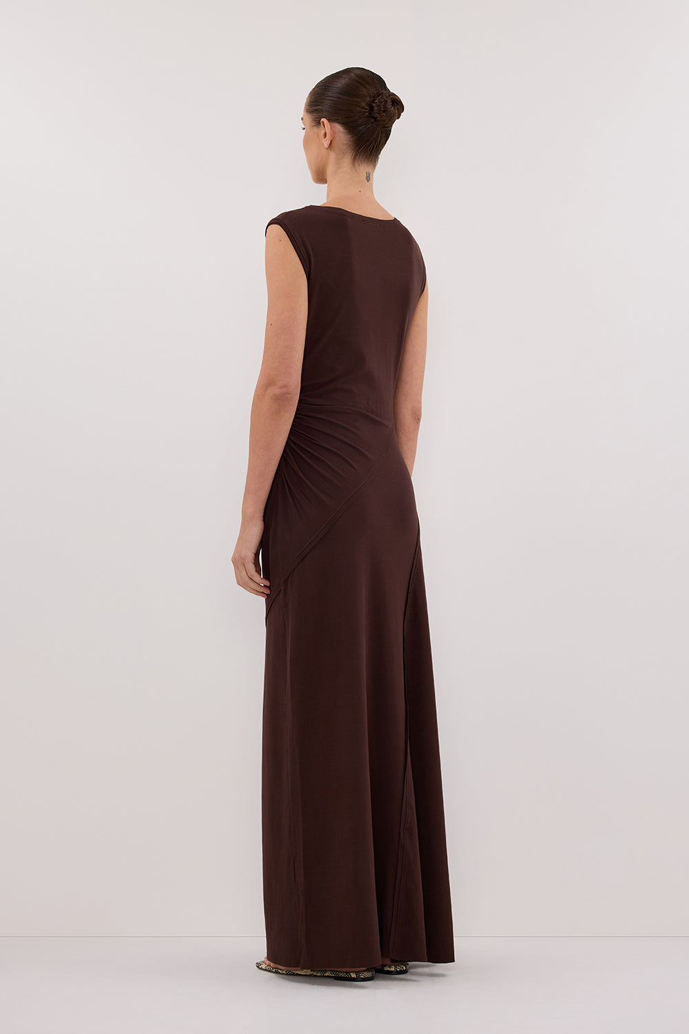 HADLEY CHOC SLEEVELESS KNIT MAXI DRESS
