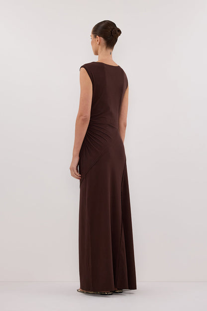HADLEY CHOC SLEEVELESS KNIT MAXI DRESS