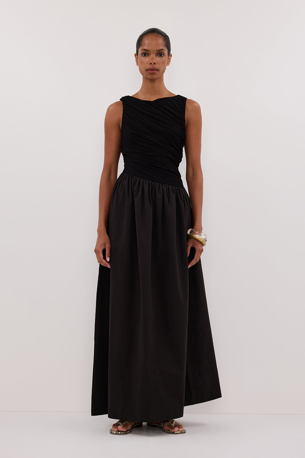 ALEXANDRA BLACK HYBRID MIDI DRESS