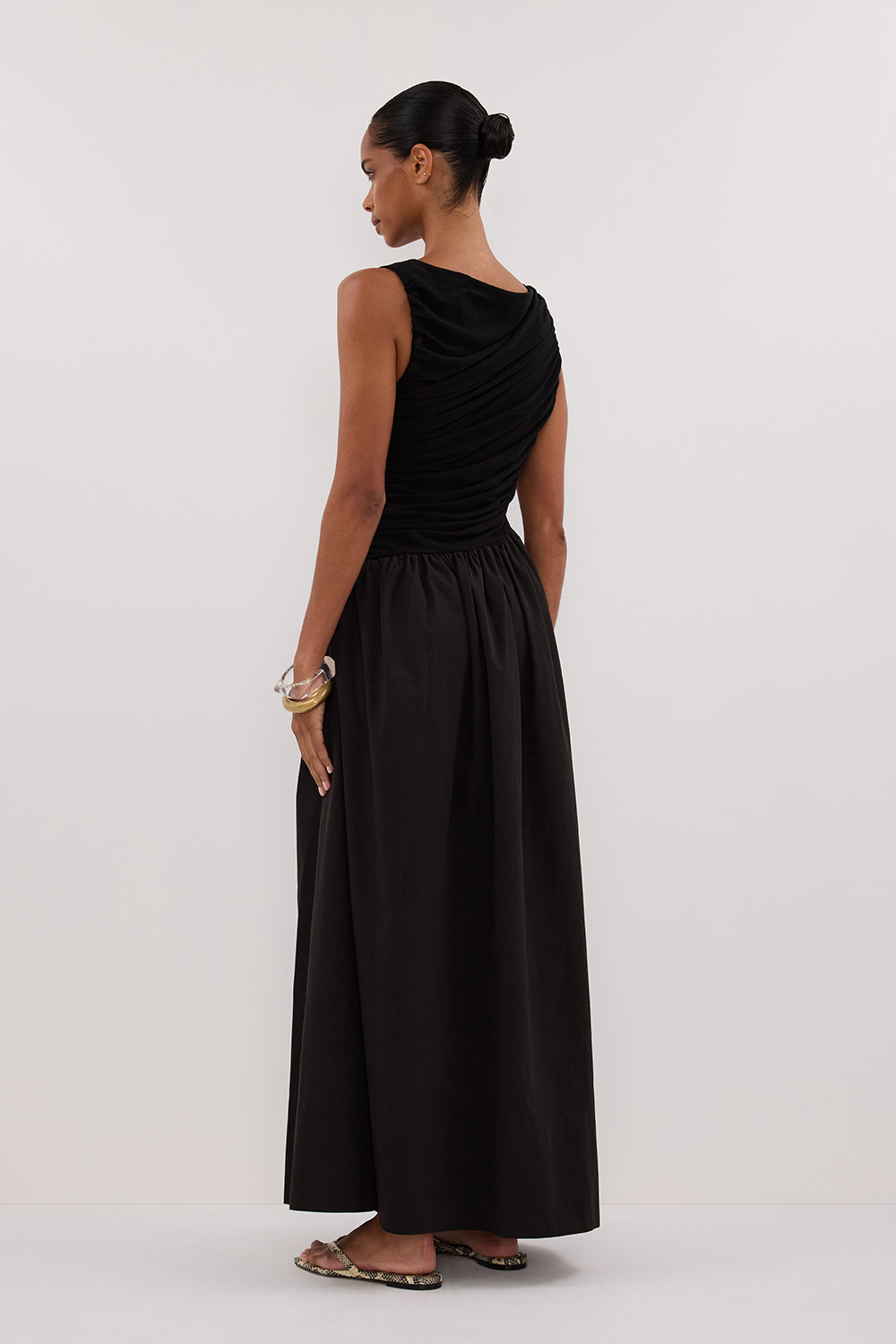 ALEXANDRA BLACK HYBRID MIDI DRESS