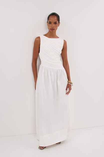 ALEXANDRA WHITE HYBRID MIDI DRESS