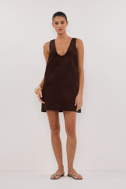 MILA CHOC COTTON CORDUROY MINI DRESS