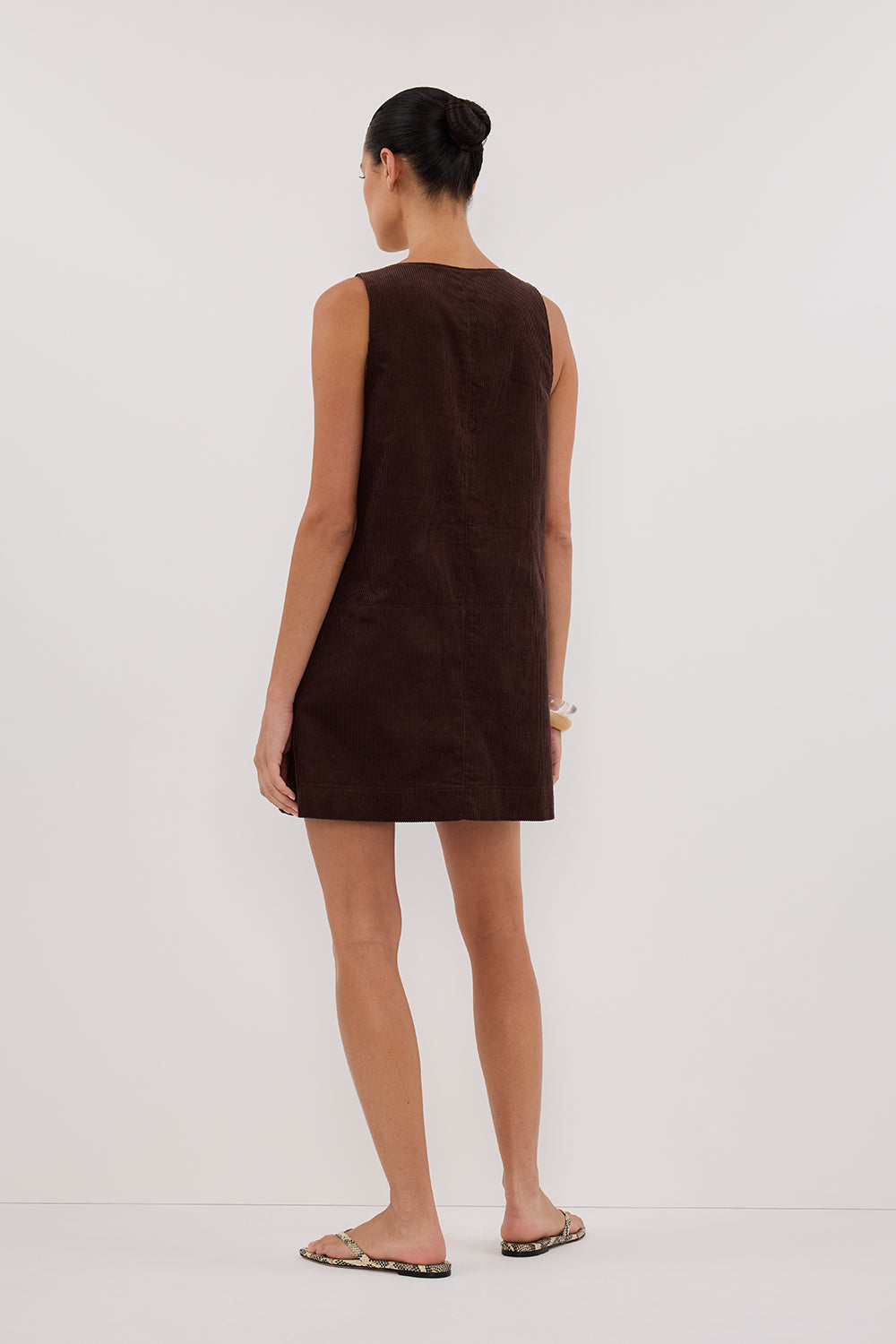 MILA CHOC COTTON CORDUROY MINI DRESS