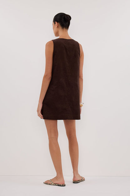 MILA CHOC COTTON CORDUROY MINI DRESS