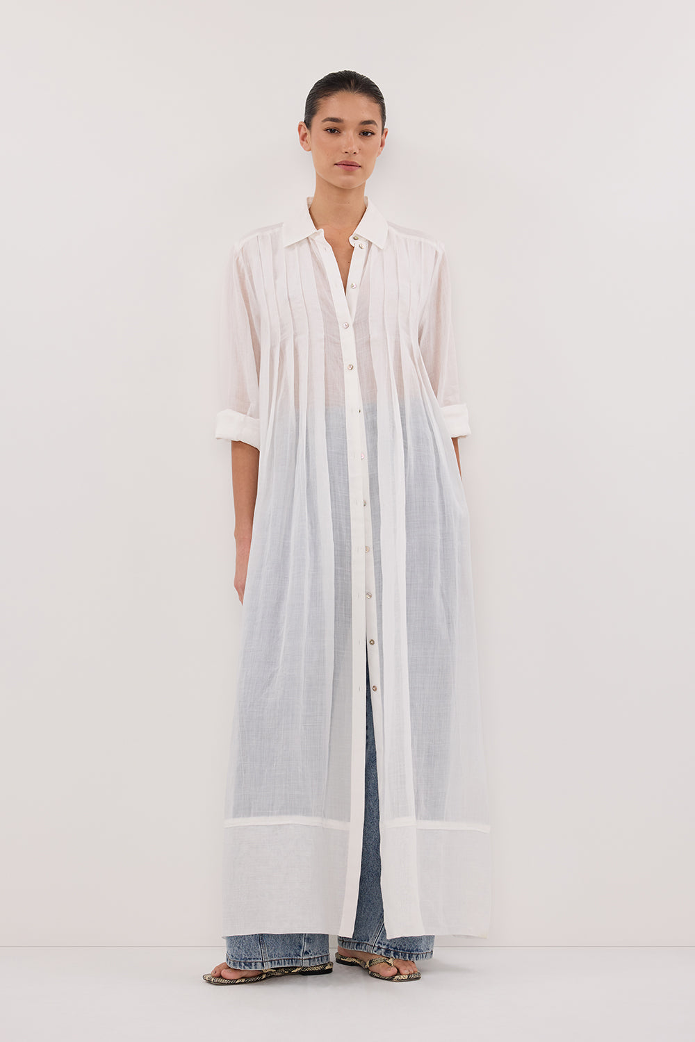 CARMEL WHITE RAMIE SHIRT DRESS